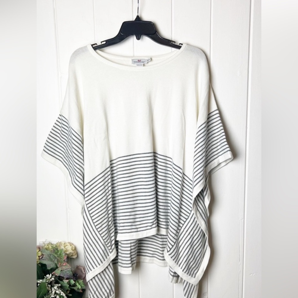 NWT VINEYARD Vines Women’s Cotton Striped Sweater Poncho Size XS/S